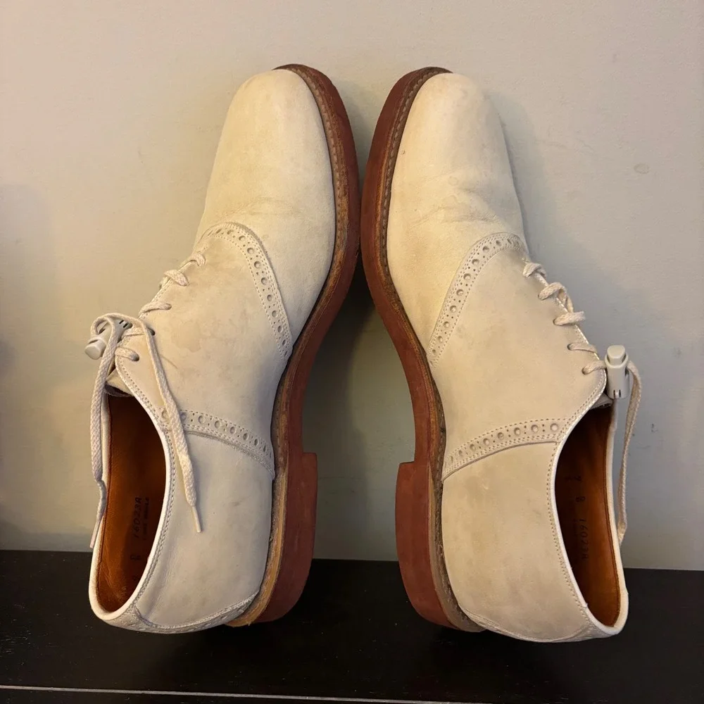 Cole Haan Traditionals | Mens 9 D | Cream Buck Oxford Shoes | Red Brick Sole